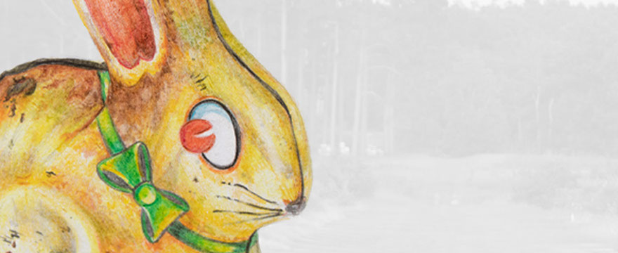 antique bunny toy colored pencil drawing